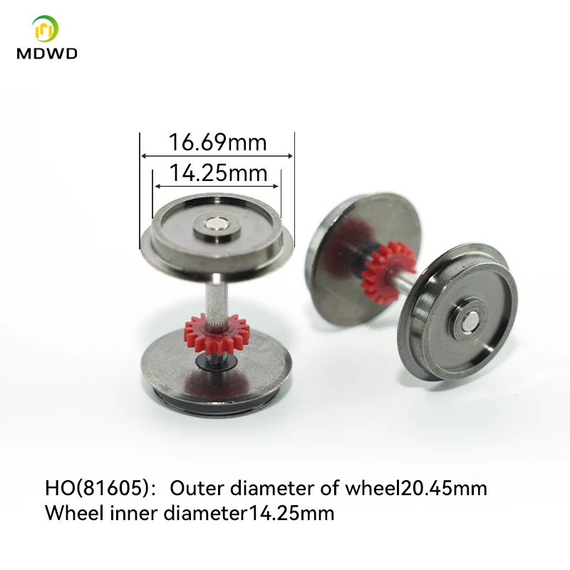 2PCS HO Scale 1/87 Railway Train Wheels Model Modified Parts for Train Carriage Model Wheels Miniature Metal Universal