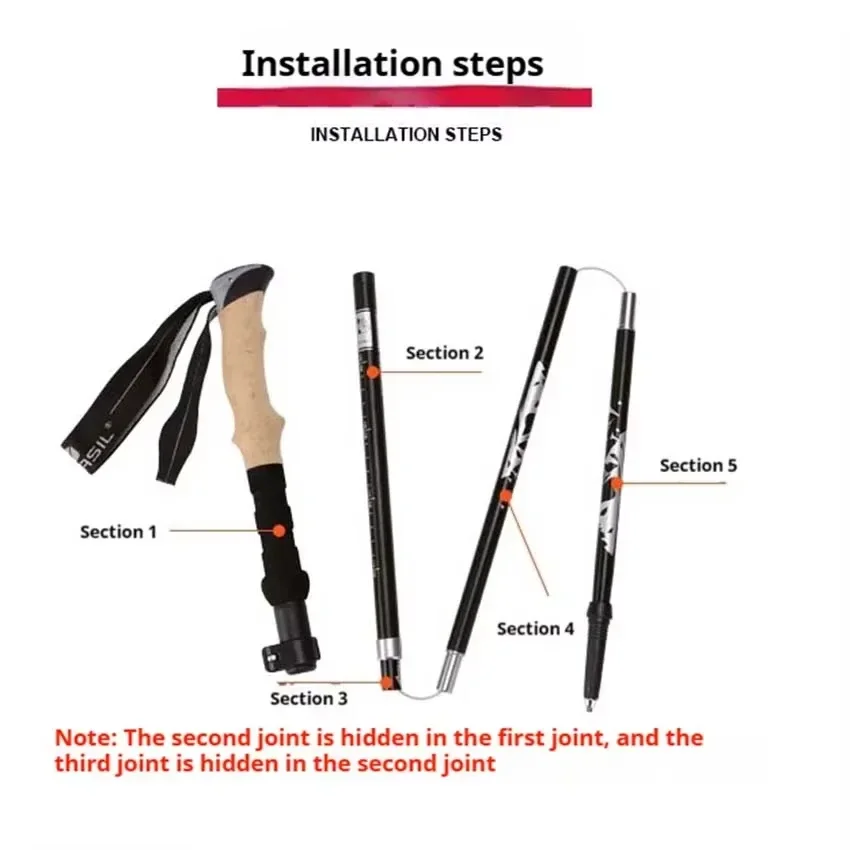 

2Pcs/set 5 Sections Portable Folding Hiking Poles Aluminium Alloy Retractable Walking Poles Outdoor Hiking Camping Accessories