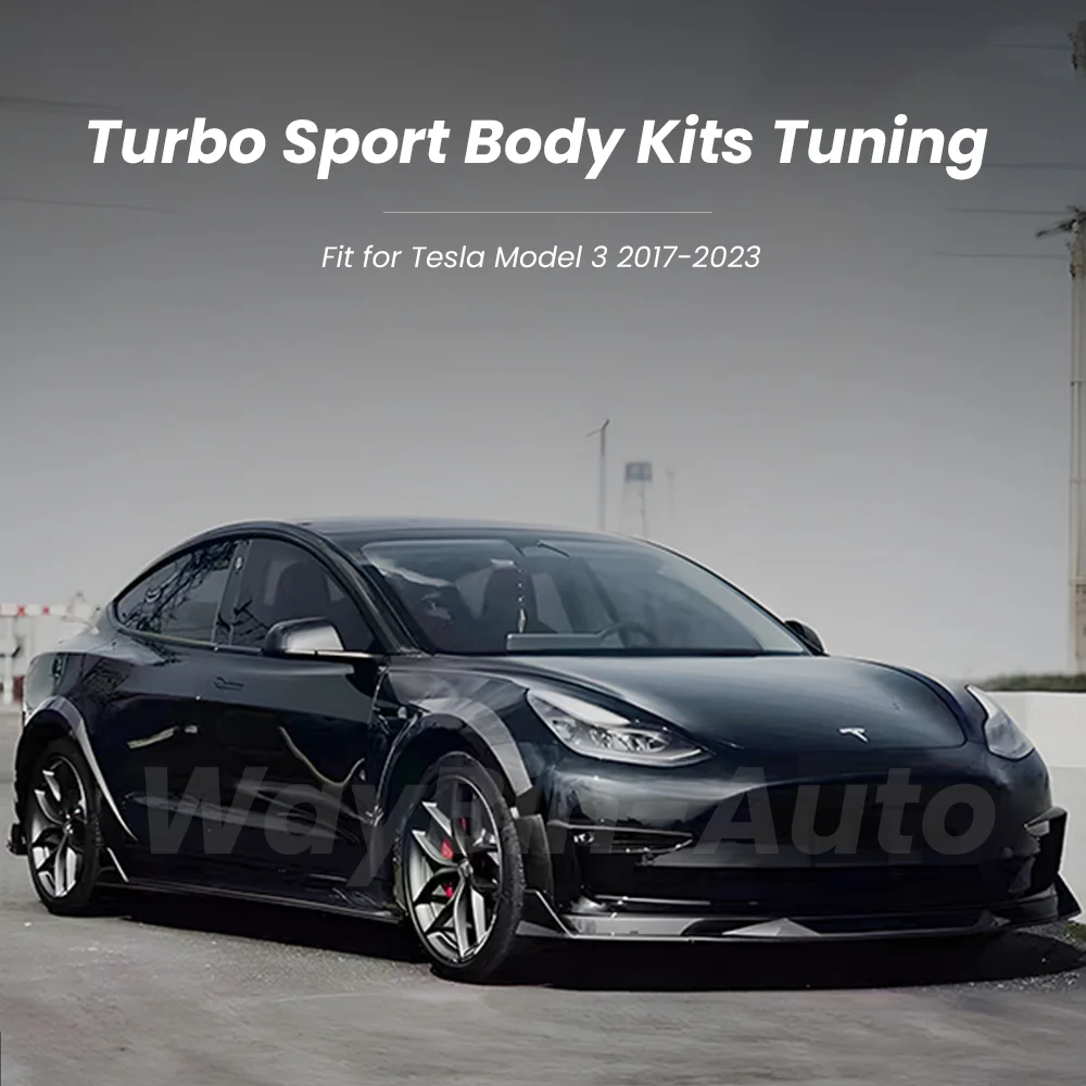 Equator For Tesla 2017-2023 Model 3 Front Bumper Lip Side Skirt Rear Diffusser Glossy Black Turbo Bodykit 2023 Tesla Car Tuning