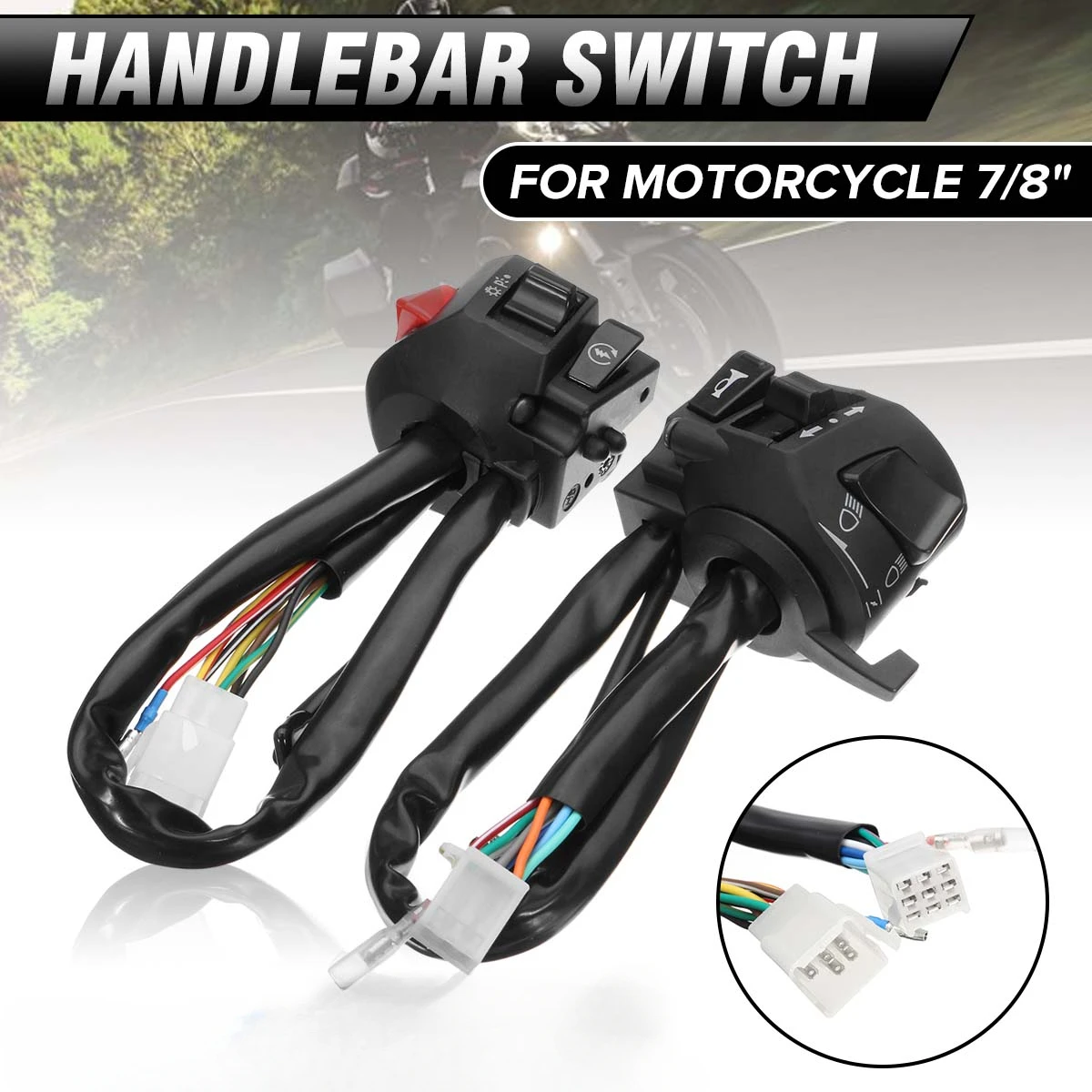 12V motocicleta 7/8 "interruptor de Control de manillar bocina señal de giro faro interruptor de arranque eléctrico conector interruptor de botón