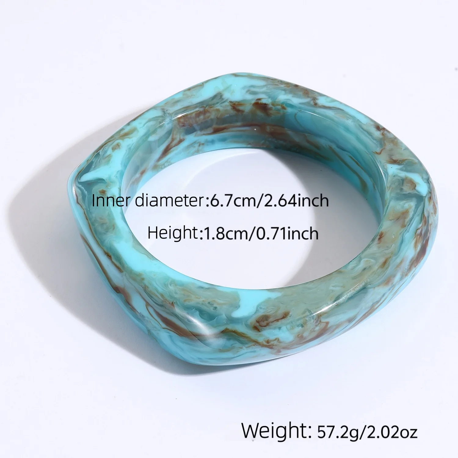 Irregular Square Smudging Resin Chunky Bangles Exaggerated Polygonal Wide Bracelet Retro Geometric Jewelry Accessories Gifts New