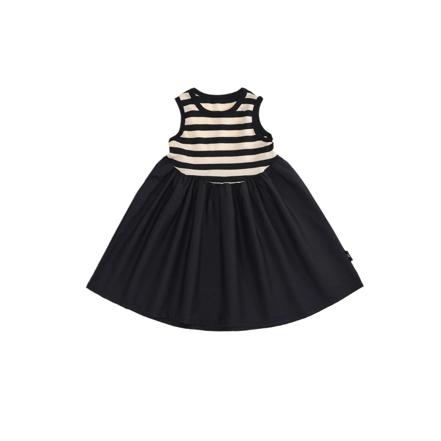 

Baby Sleeveless Dress Summer Girls Black White Striped Splicing Knitting Kids Dance Dresses Festival Party Children's Clothing