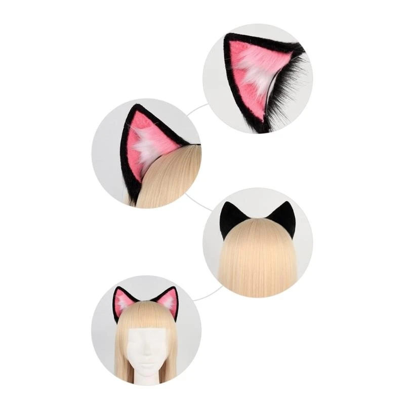 

шт., повязка на голову с ушками из искусственного меха в виде кошки-волка, лисьий хвост, комплект для взрослых и детей, для