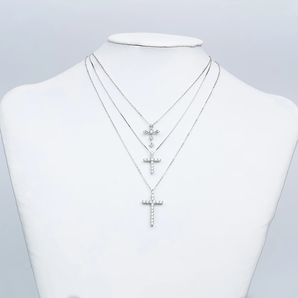 

Custom fashion jewelry smart simple minimalist women mama ladies diamond moissanite 925 sterling silver cross pendant necklace