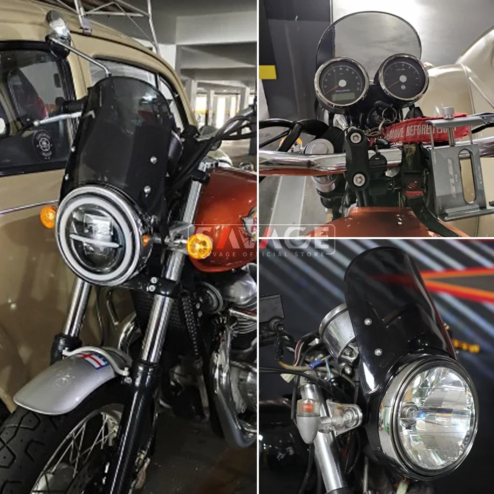 زجاج أمامي لعام 2025 لسيارة Bonneville T100 T120 جهاز تشويش إذاعي Thruxton 900 مصباح أمامي للدراجة النارية شاشة منحرف للرياح بوبر