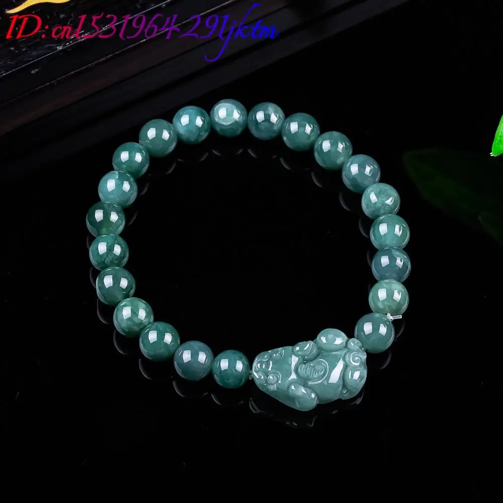 Natural Burmese Jadeite Pixiu Bracelet Vintage Talismans Charm Gifts for Women Jewelry Bangle Real Jade Accessories view 3