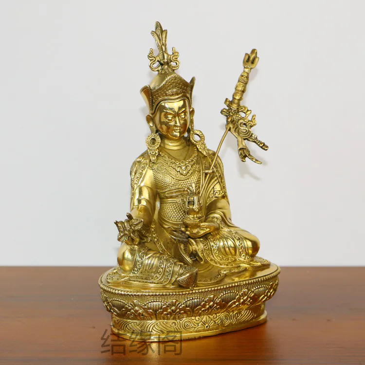 

Nepal pure copper finely crafted lotus flower master Buddha ornament 7 inch 21 cm Tibetan Tantric supplies