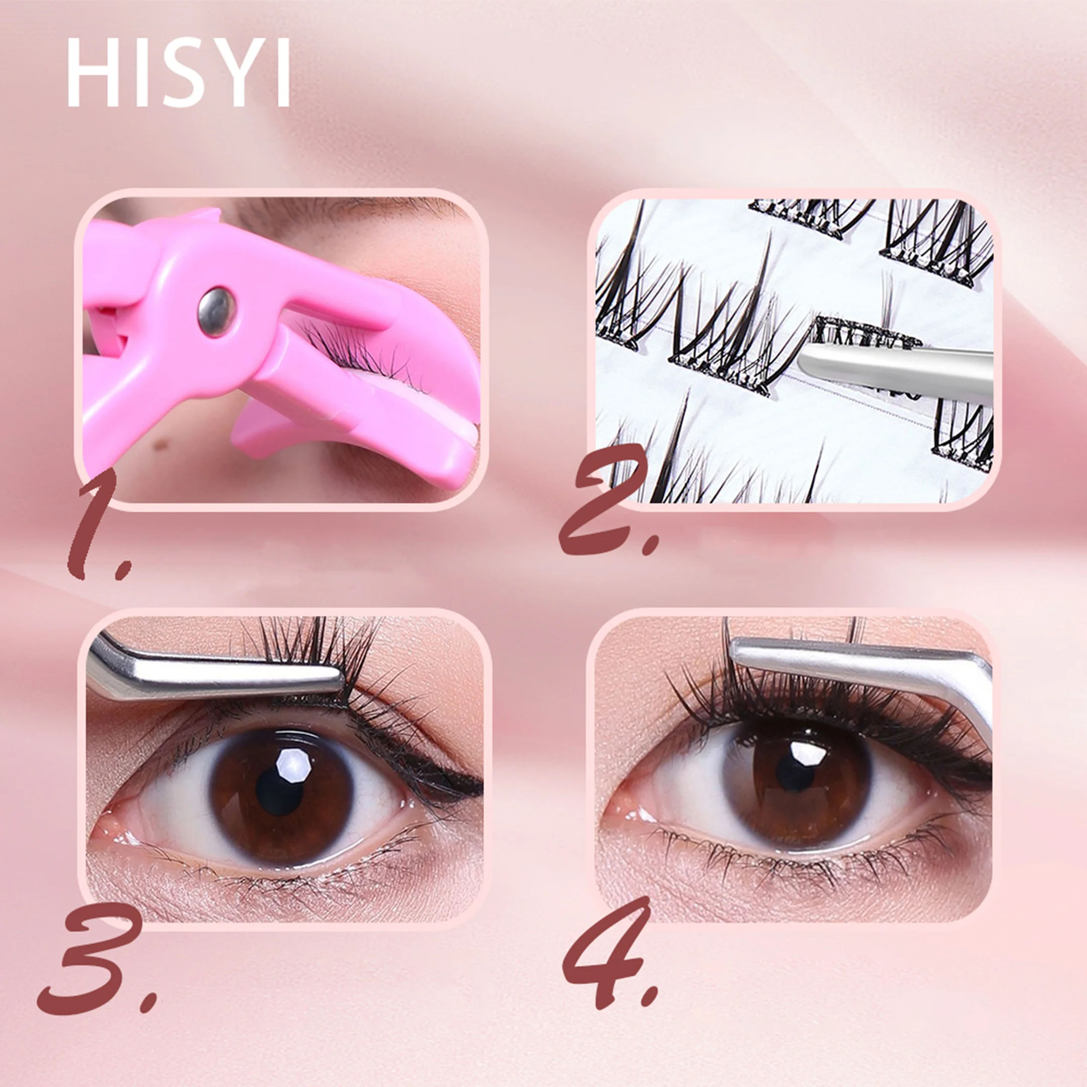 HISYI glue-free false eyelashes segmented extension single cluster natural comic eyelashes image 3