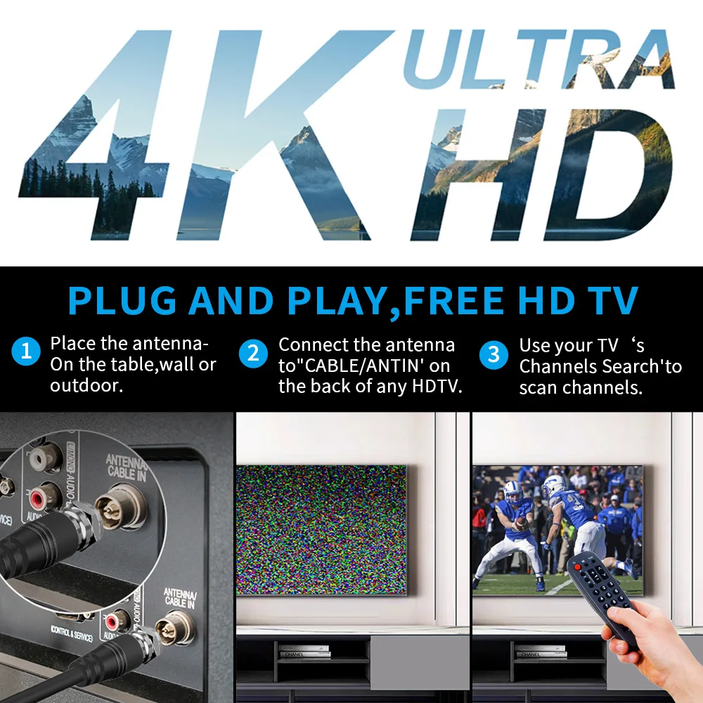 هوائي تلفزيون داخلي لجميع أجهزة التلفاز الذكية HD Digital مع إشارة مكبر للصوت للقنوات المحلية يدعم 4K ATSC DVB-T DMB-T ISDB-T
