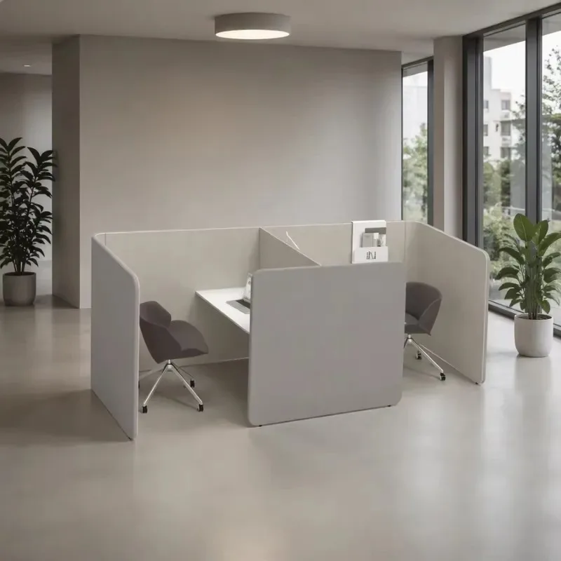 Modular Office Partition Workstation with Russian Larch Frame Powder Coated Steel Integrated Power Options
