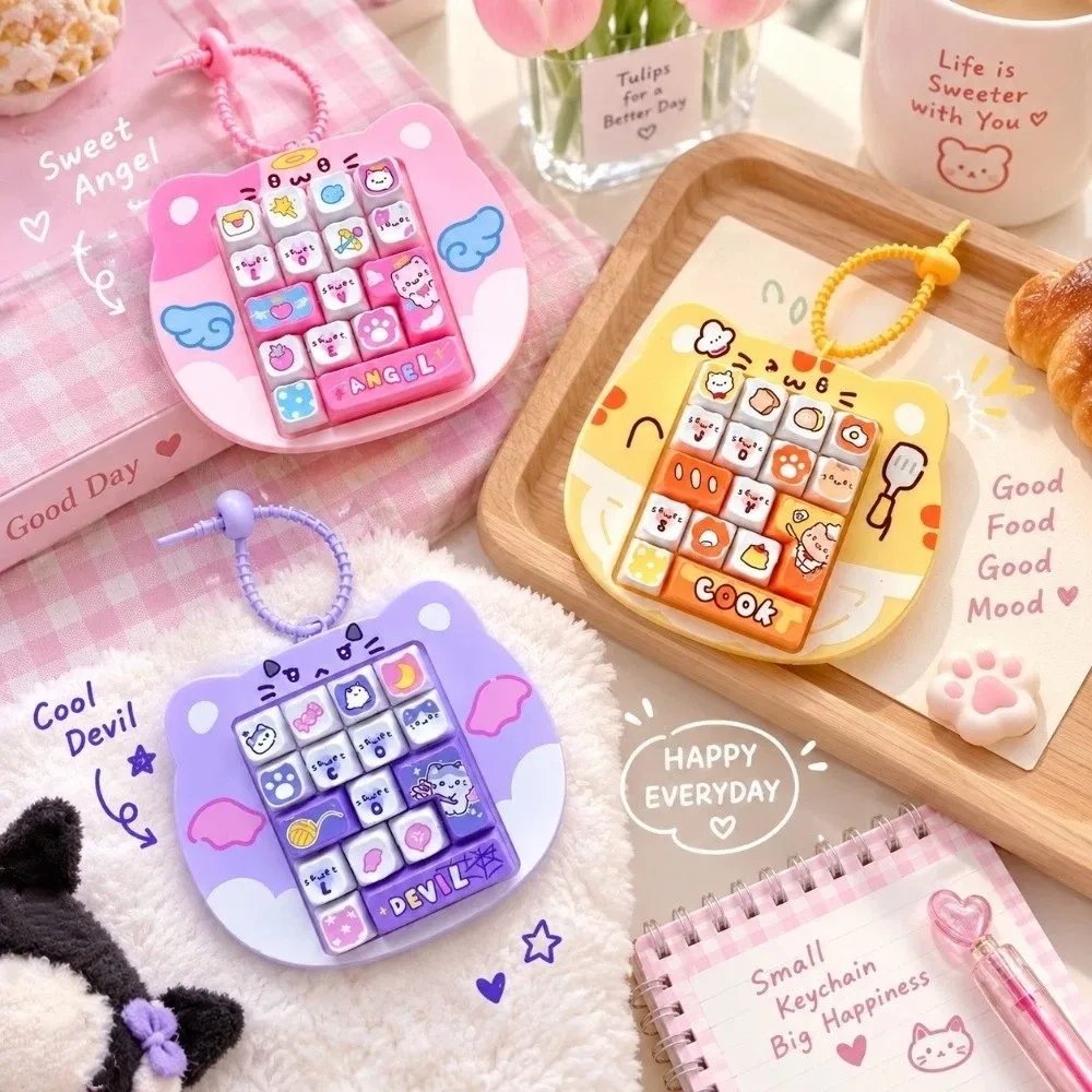 16 Key Fidget Button Cat Shape Creative Style Keyboard Keychain Bag Hanging Ornament Cute Design Mini Keyboard Pendant