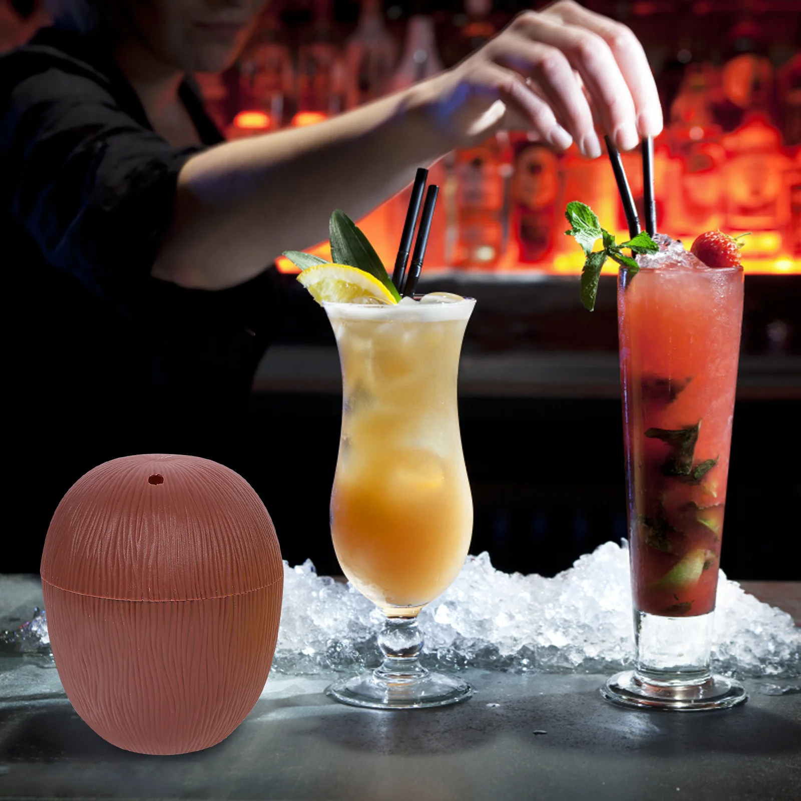 

4pcs Pineapple Coconut Shape Drinking Cups Large Capacity Reusable Party Supplies Fruit Shaped Water Cups For Hawaii Beach Bbq