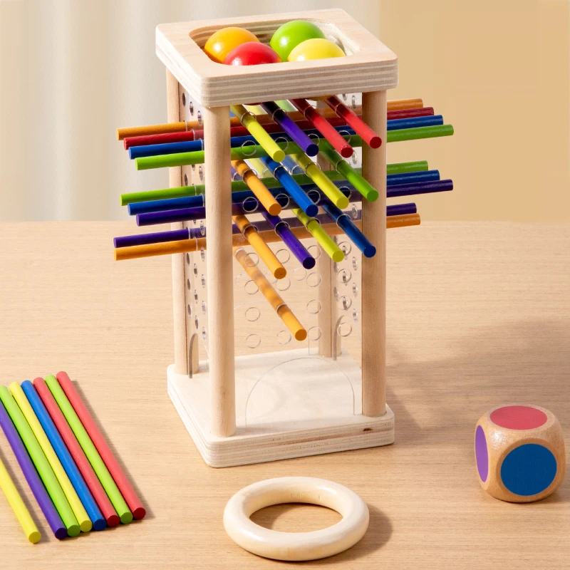 Brinquedo de jogo de desenho de vara de madeira, jogo de varas multicoloridas, jogo interativo pai-filho, equilíbrio de exercício e concentração