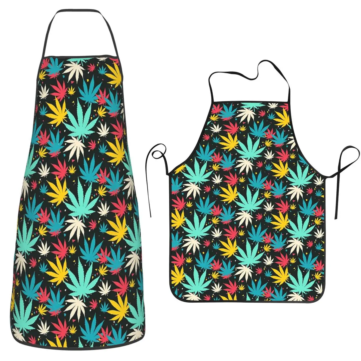 Marijuana Cannabis Weed Plants Pattern Apron Chef Baking Tablier Sleeveless Bib Kitchen Cleaning Pinafore for Women Men Painting