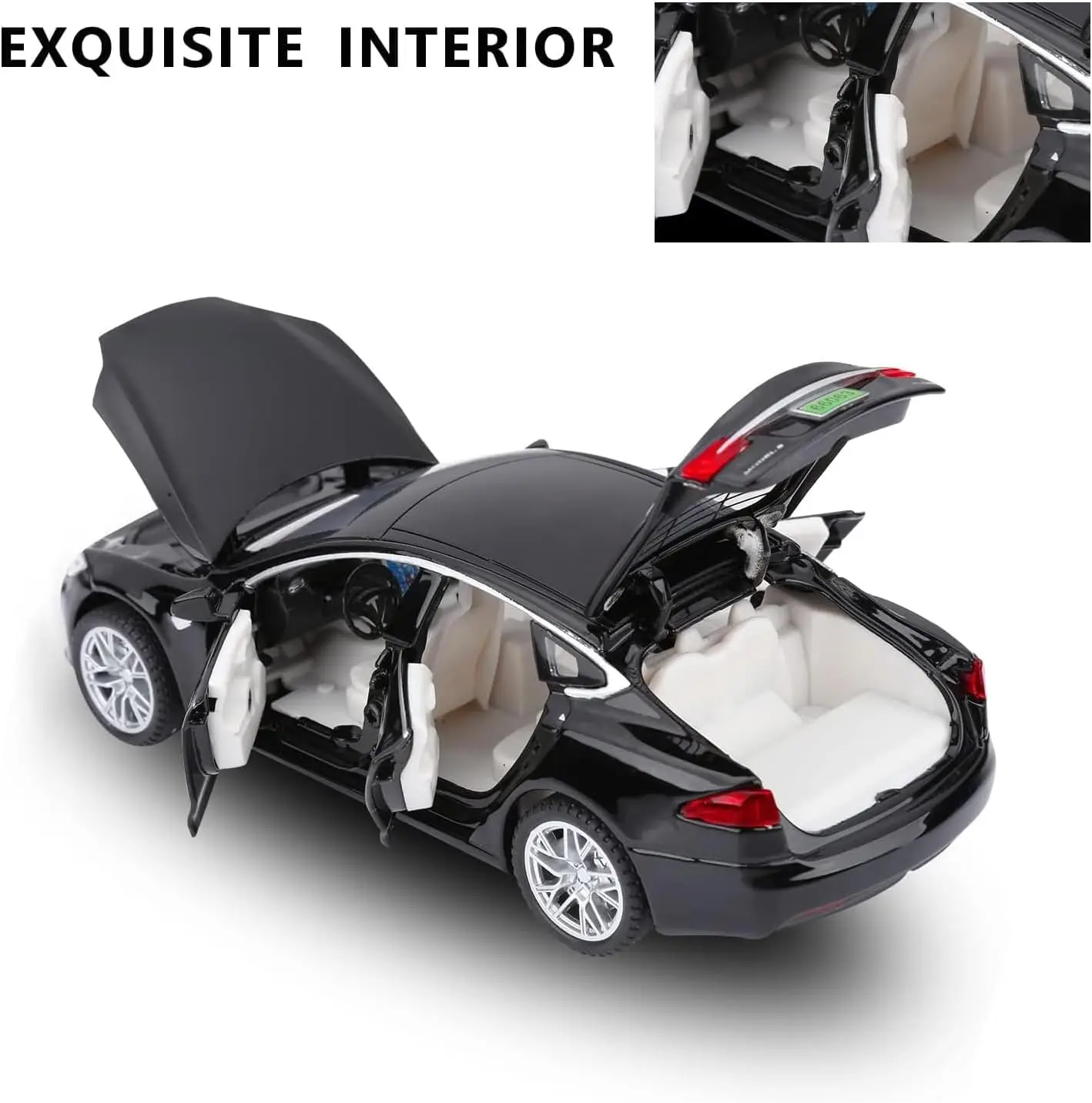 Toy Cars Model S Die Cast Metal Model Cars with Door Open Light and Sound Pull Back Car Toys for Boys and Girls