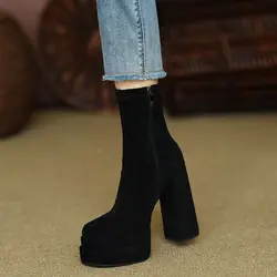 Super High Heel Waterproof Platform 2023 Autumn and Winter Socks and Boots Thick Sole Elastic Short Boots New High Heel Boots