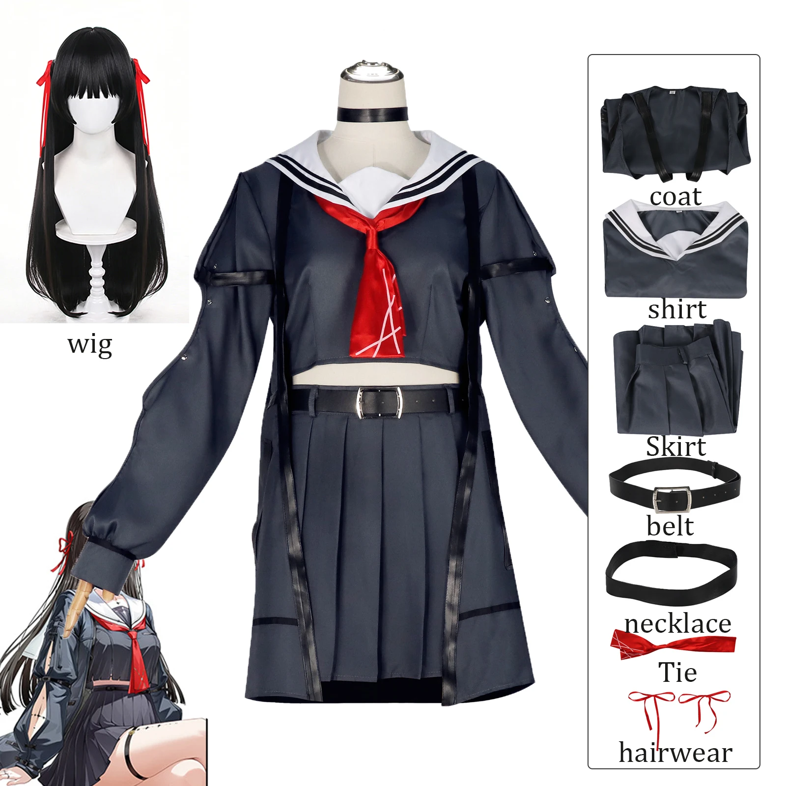 ANIMECC IN STOCK Kuchiba Chisa Wuwa Cosplay Costume Game Wuthering Waves Cosplay Wig Halloween Party Outfits for Women