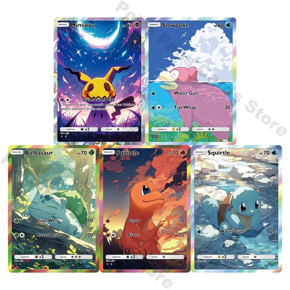 PKM PTCG Cards Rare Holo Charmander Bulbasaur Squirtle PTCG Trading Cards Game Collection Cards PTCG TCG Gift