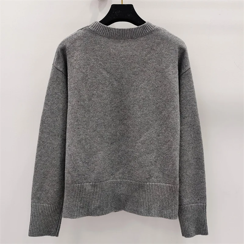 Women\'s sweater New high-quality cashmere blended round neck pullover for autumn 2024 Elastic slim fit long sleeved top knitwear