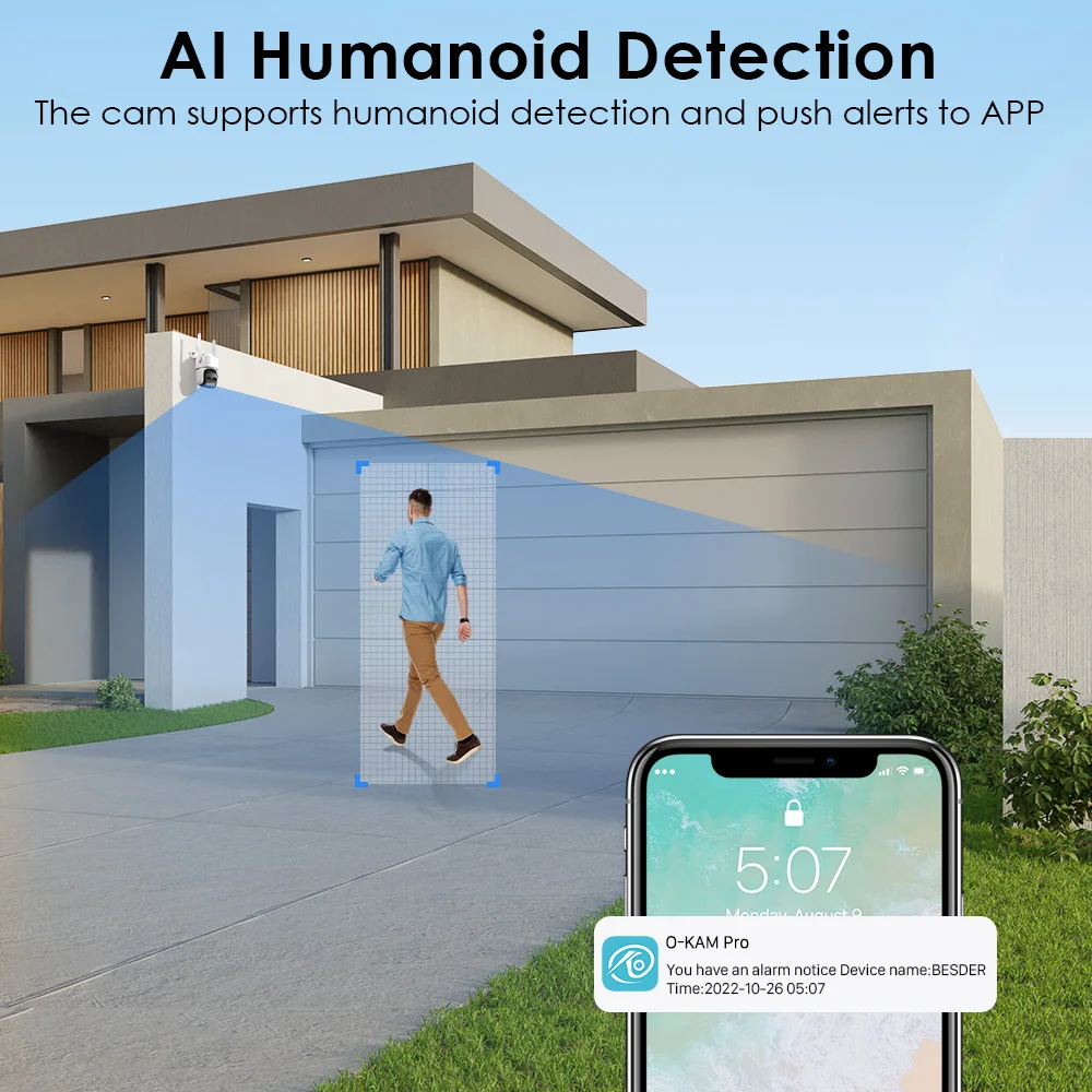 10MP Outdoors Wifi Camera 5K HD Double Lens Security 5G PTZ IP Camera 10X Digital Zoom Lens Human AI Auto Detect Tracking Camera