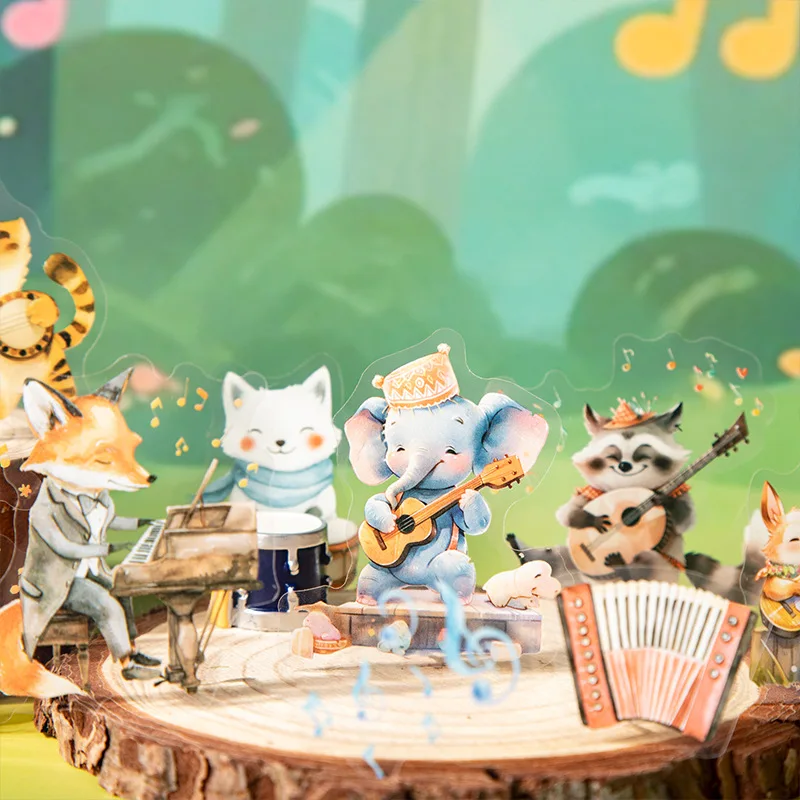 15 Uds. De pegatinas de papelería Kawaii, diario de concierto de animales, diario basura, planificador diario, pegatina decorativa para móvil, álbum de recortes