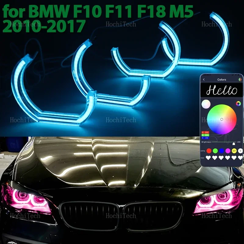 RGB Multicolor DTM M style Crystal LED Angel Eyes Bulb Ring for BMW 5 series F10 F11 F18 520i 523i 528i 530i 535i M5 2010-2017