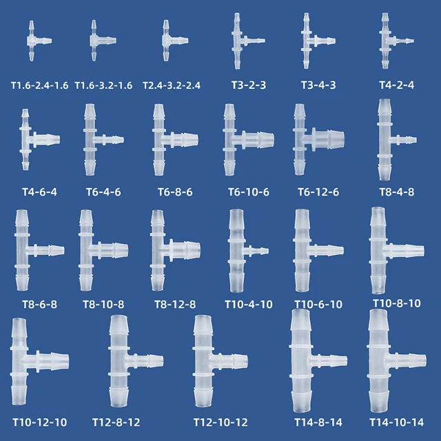

YISAI от 1,6 мм до 14,2 мм, пластиковый 3-ходовой шланговый трубчатый переходный тройник с колючками