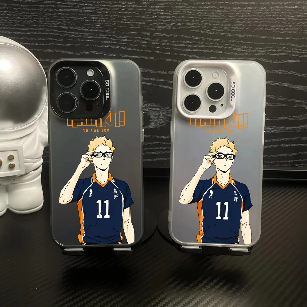 

Kei Tsukishima Haikyuu Anime Phone Case IMD Color Silver Shell For IPhone 16 15 14 13 12 Pro Max Plus