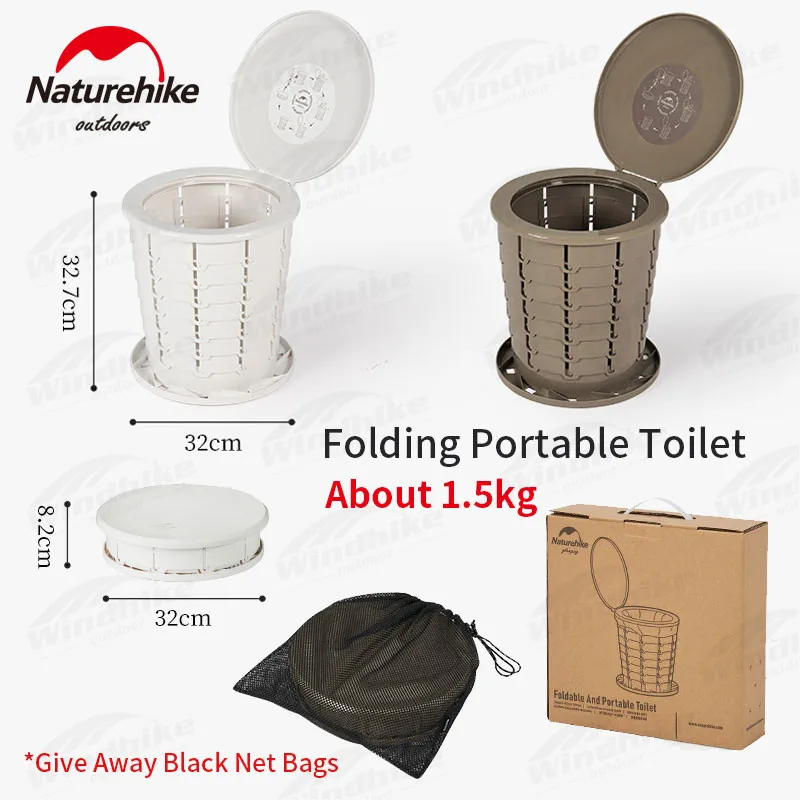 Naturehike Outdoor Portable Trash Can Foldable Multifunctional Paper Basket Camping Mobile Toilet Closestool 1.5kg Ultralight