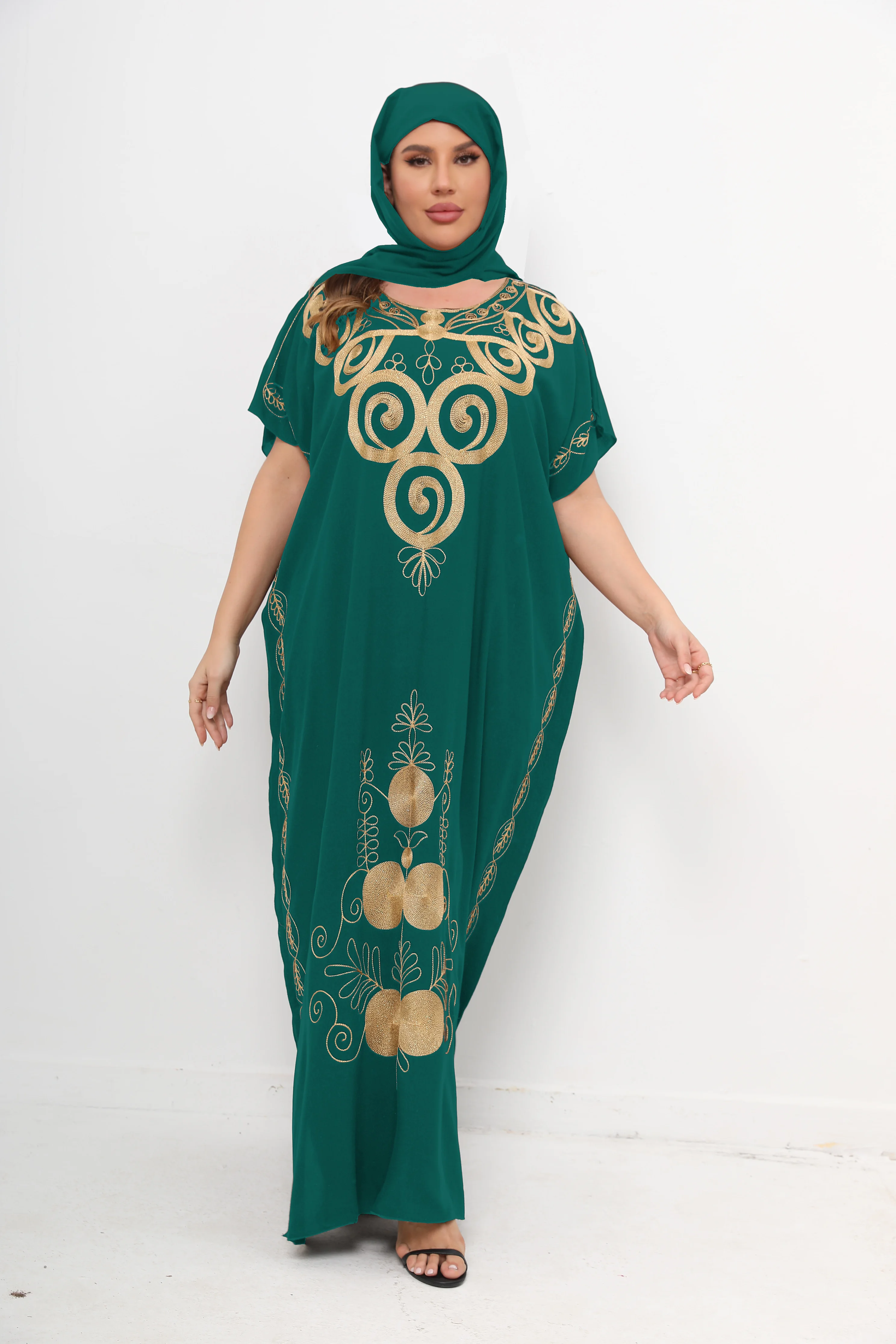 PlusSize African Dashiki Dress Kaftan Abaya 100% Cotton Plus Size Short Sleeve Loose Women Casual Dress african boubou Moroccan