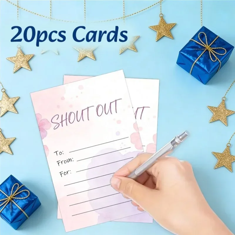 20pcs High-quality Cards with Watercolor Floral Design, Perfect for Party Decoration, Class Gatherings, and Fun Gaming Supplies