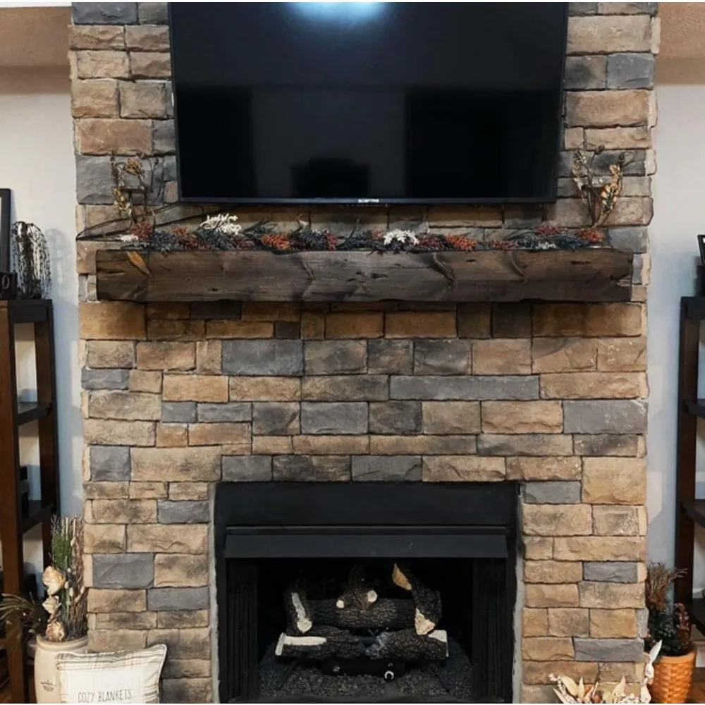 Mantel, family mantel, wall mounted shelving, rustic feel, floating shelf, modern design style, solid wood. (dark brown)