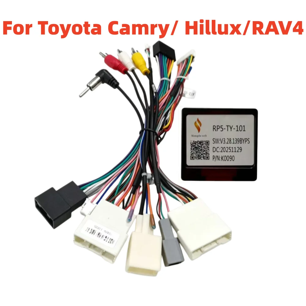 16 Pin Power Harness Wiring Cable Simple Canbus RP5-TY-101 For Toyota Camry 2021/ Hillux 2022 / RAV4 2023 Android  2 Din Radio