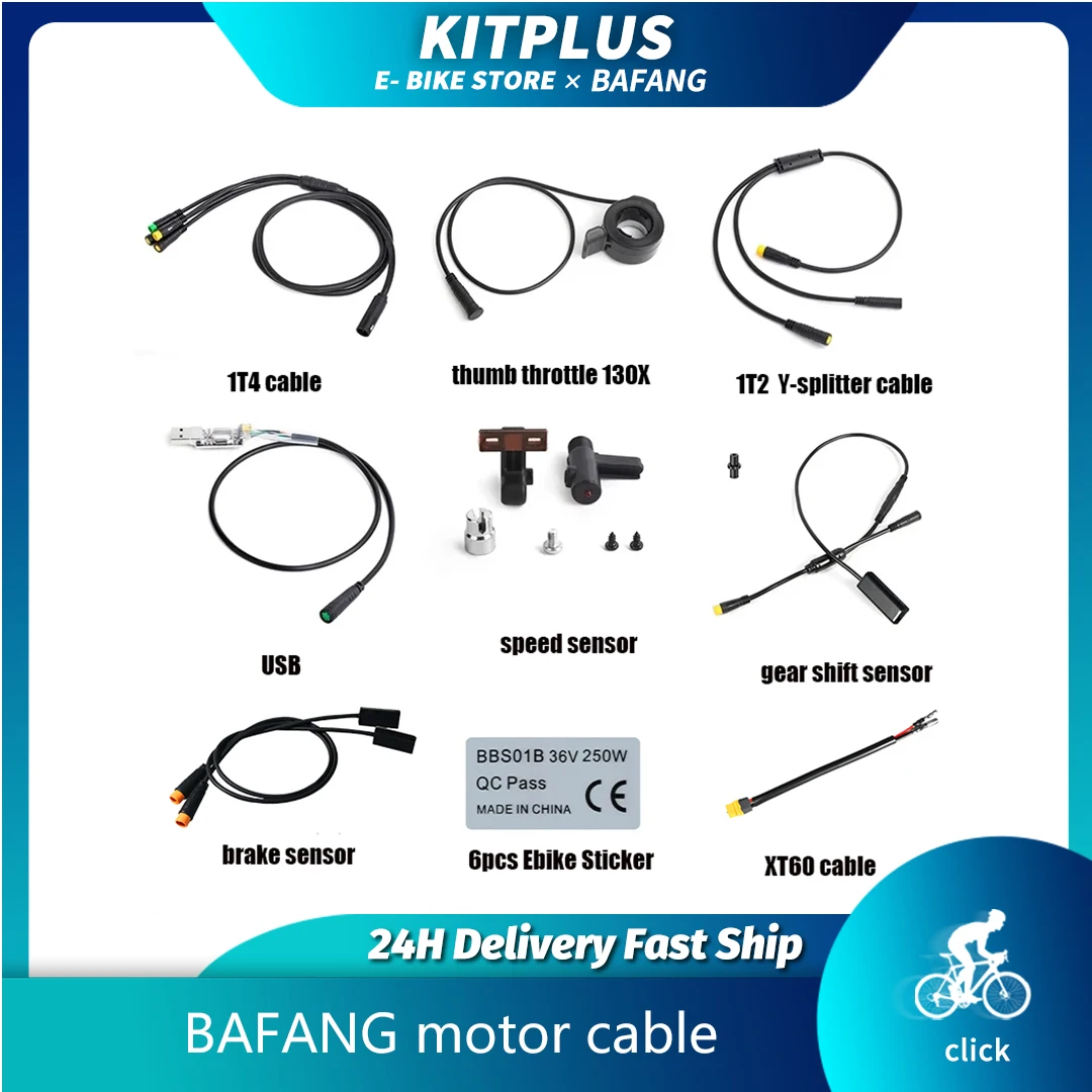 

BAFANG Motor Cable Brake Sensor Gear Shift Sensor 1T4 1T2 Cable USB Programming speed sensor Thumb Throttle 250W Sticker BBSHD