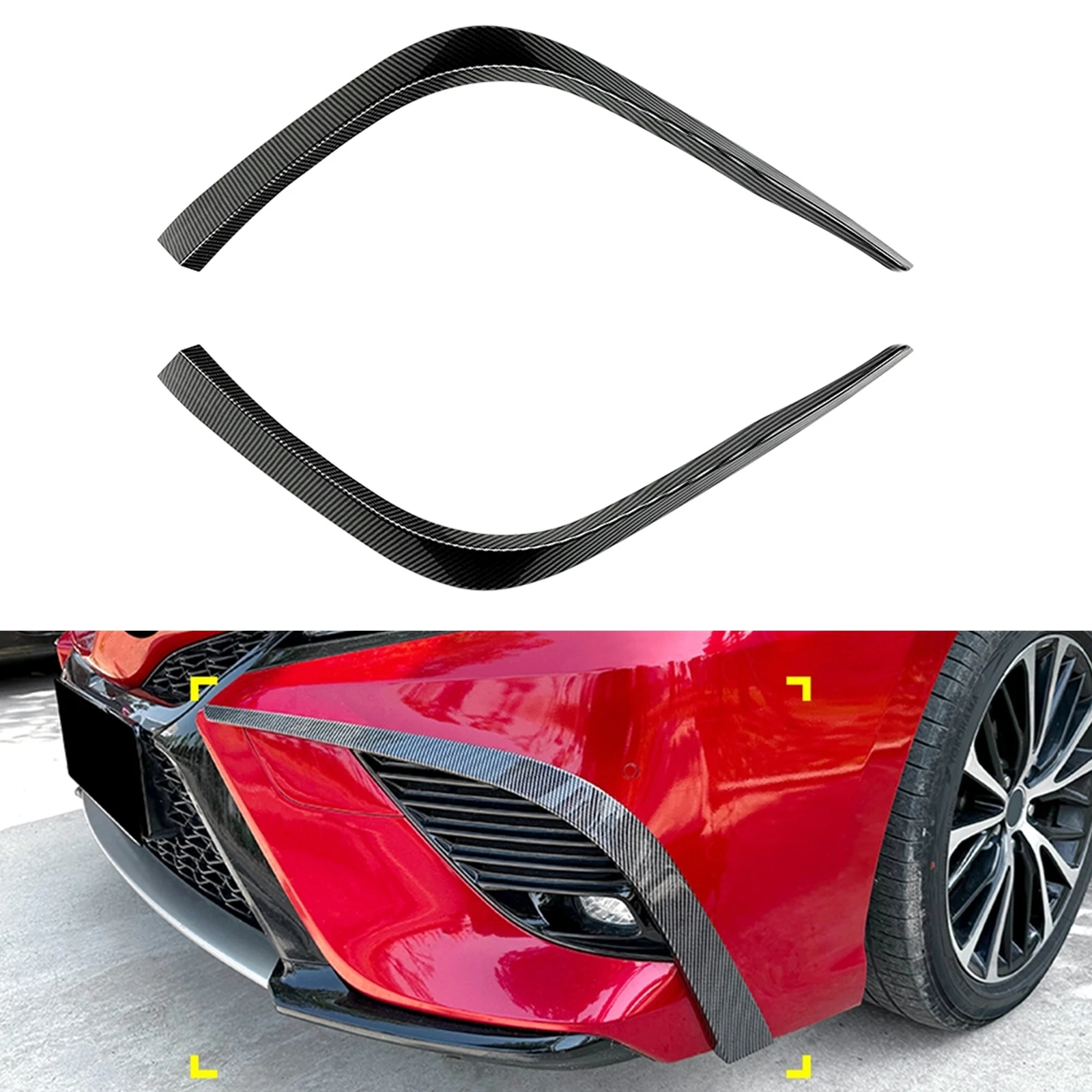 2 Pieces Front Side Spoiler Fog Light Cover Splitter Air Vent Trim For Toyota Camry SE XSE 2018-2020