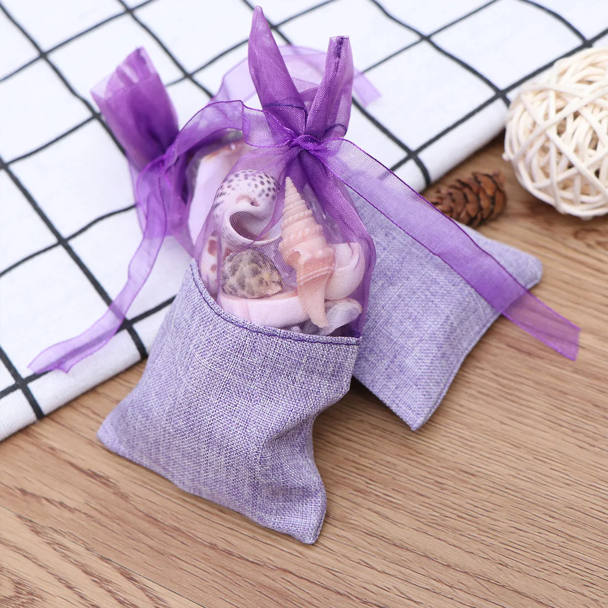 10Pcs Lavender Bags Drawstring Empty Sachets Vintage Organza Cotton Cloth Gift Favor Wedding Candy Bags Moth Protection