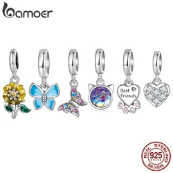 Bamoer 925 Sterling Silver Aurora Butterfly Pendant fit for Women DIY Making Bracelet & Necklace Sunflower Pendant Fine Jewerly