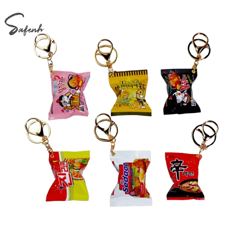 1Pcs Simulation Instant Noodles Keychain On The Phone Mini Snacks Pendant Bag Pendant Car Key Ring Gifts Wholesale