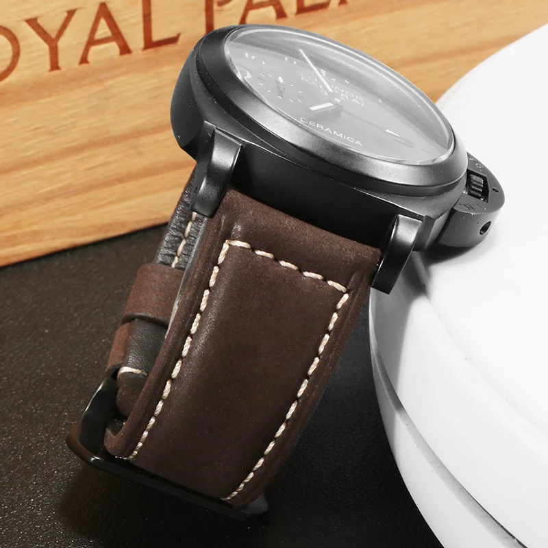 Universal Various Brands Of Frosted Leather Watch Strap 19/20/21/22/23/24/26mm Vintage Crazy Horse Leather Watch Band