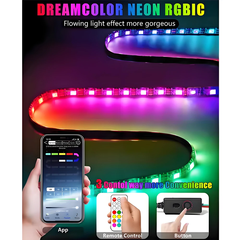 LED Strip Light Flashlight RGB Bar Lamp for Electric Scooter Car Decoration Long Light Flash Model