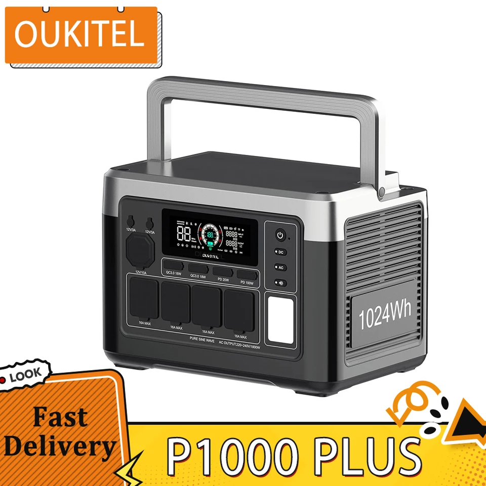 OUKITEL P1000 PLUS Portable Power Station, 1800W 1024Wh Solar