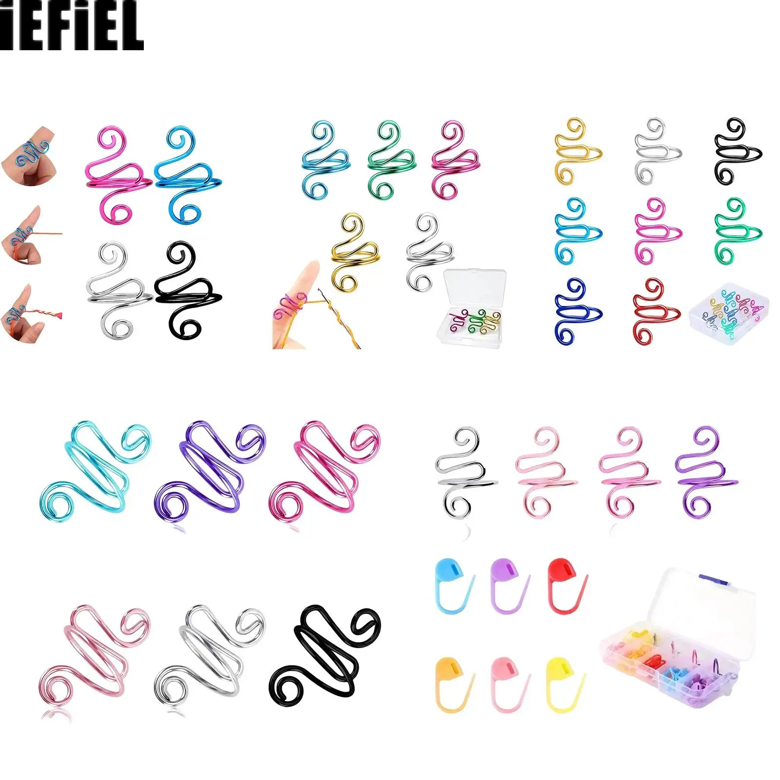 

Adjustable Yarn Tension Ring Open Finger Ring Finger Yarn Guide Crochet Accessories for Crocheting Knitting Loop