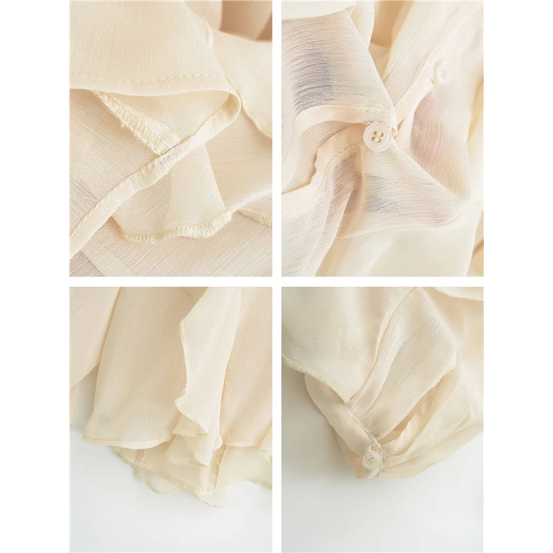 

Women Dressy Casual Blouse Business Long Sleeve V Neck Ruffles- Tops Office Work Outfit