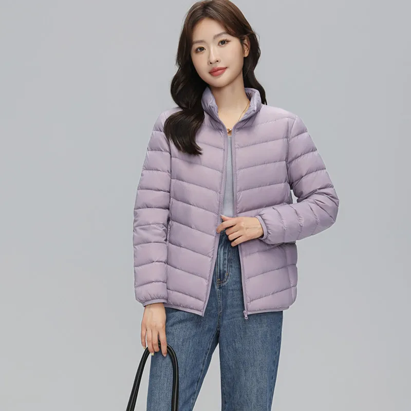 سترة خفيفة الوزن للنساء في خريف وشتاء 2025 طراز قصير 90 أبيض بطة أسفل الشتاء الوقوف طوق نحيف #3