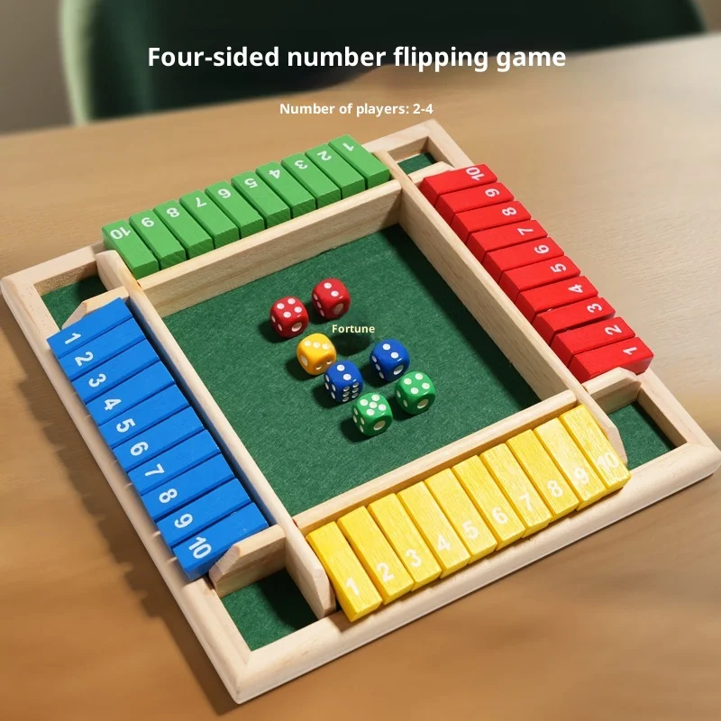 

Деревянная игра-головоломка с переворачивающимися цифрами и 4-мя игральными сторонами для групповых вечеринок для друзей и семьи