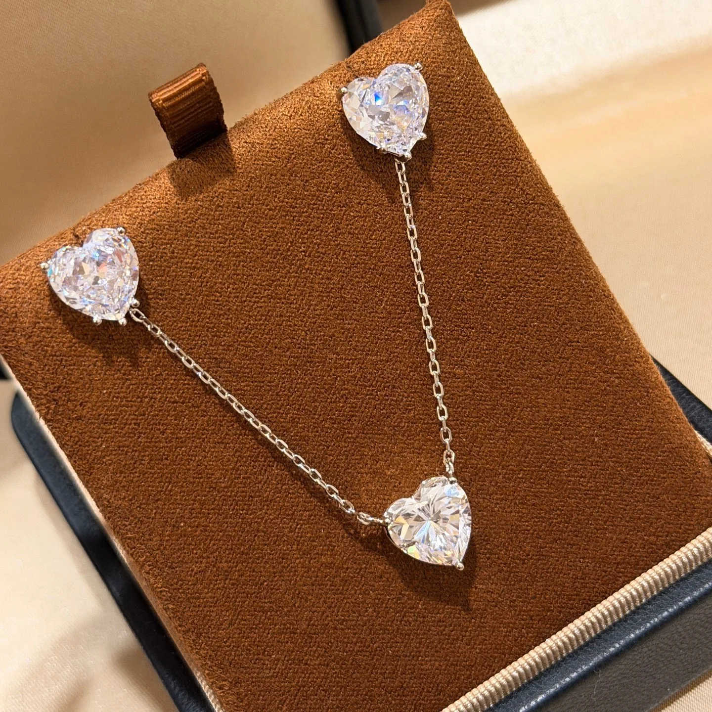 

100% стерлингового серебра 925 пробы, блеск 5А, цирконий, лабораторный бриллиант, ожерелье в форме сердца, серьги, наборы для женщин, модные украшения, Рождественский подарок