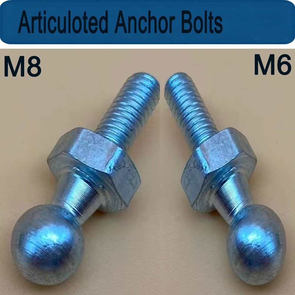 2pcs M6&M8 Ball Wheel Threaded Stud Bolts Welding 10mm Articulated Anchor Bolts Fasterners Nuts & Bolts Boot Bonnet Lift Support