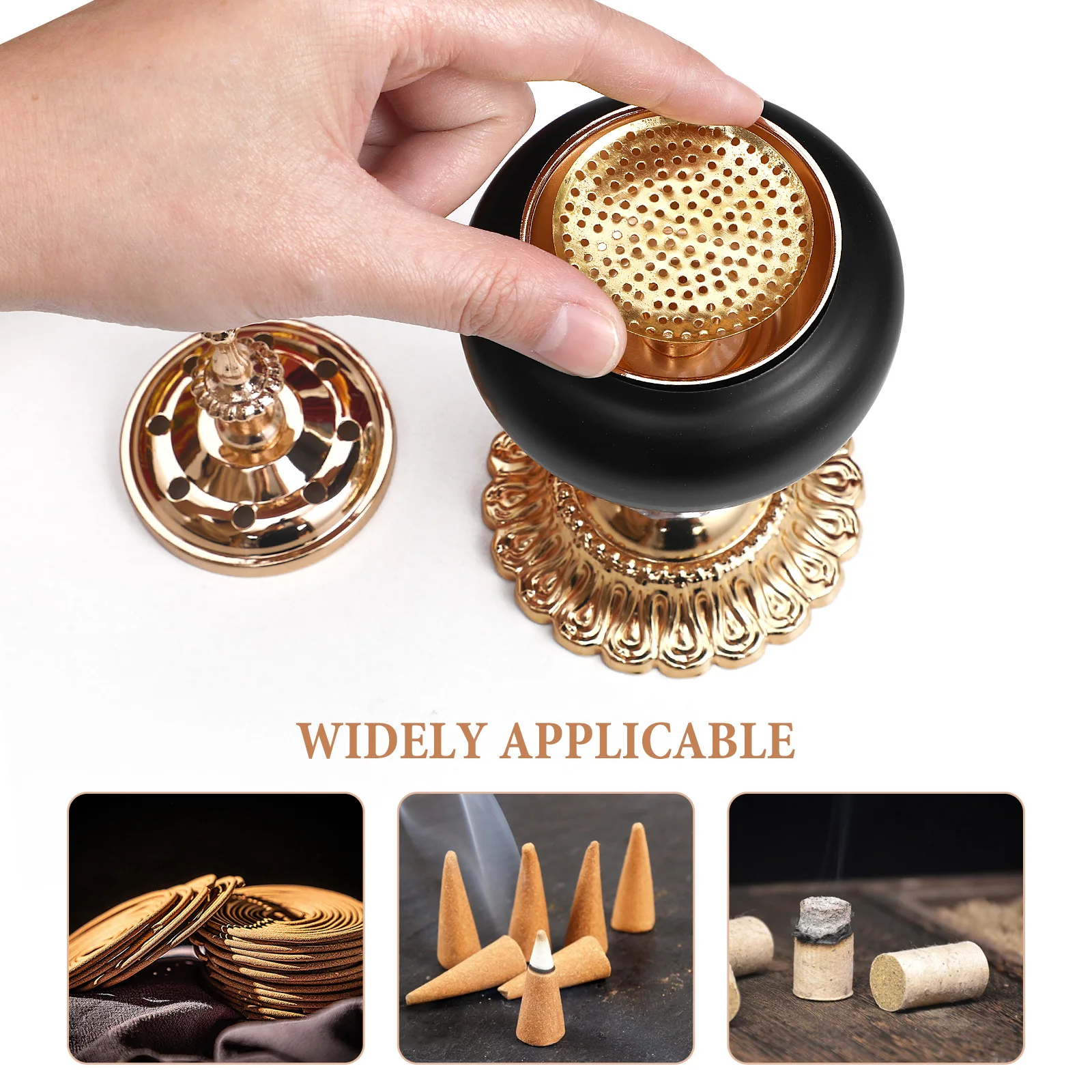 

Vintage Style Iron Incense Burner Tabletop Ornament Home Office Decorative Purify Stress Relief Sleep Aid European