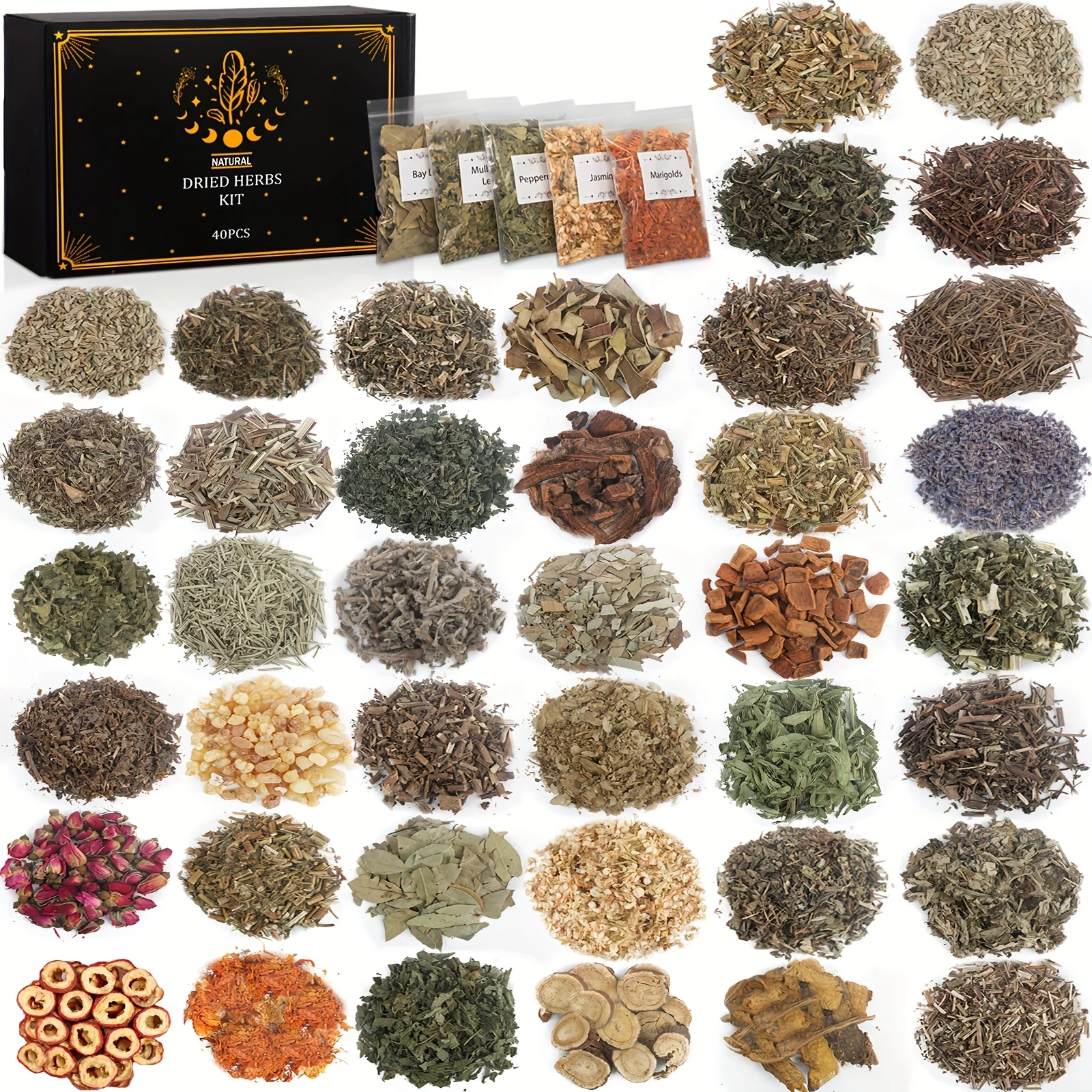 

Christmas 40PACK Herbs And Flowers Magic Supplies Kit-40pcs Dried Herbs for Father&Apos;S Wedding Day Gift, Witch Set for Pagan,