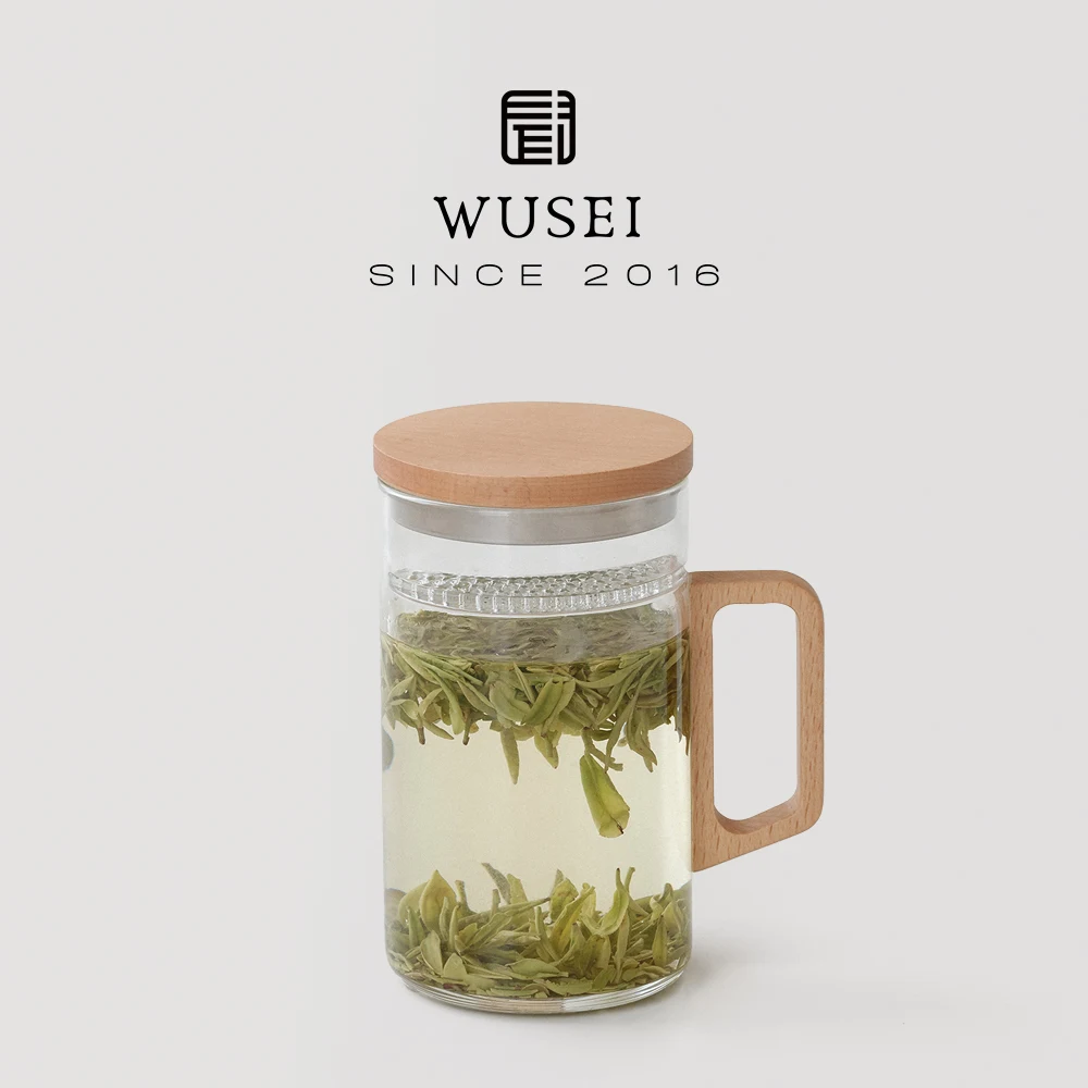 

Large Capacity Glass Tea Cup with Lid Green Tea Filter Water Cup Separate Tea And Water Glass Handmade Borosilicate Glass Cup
